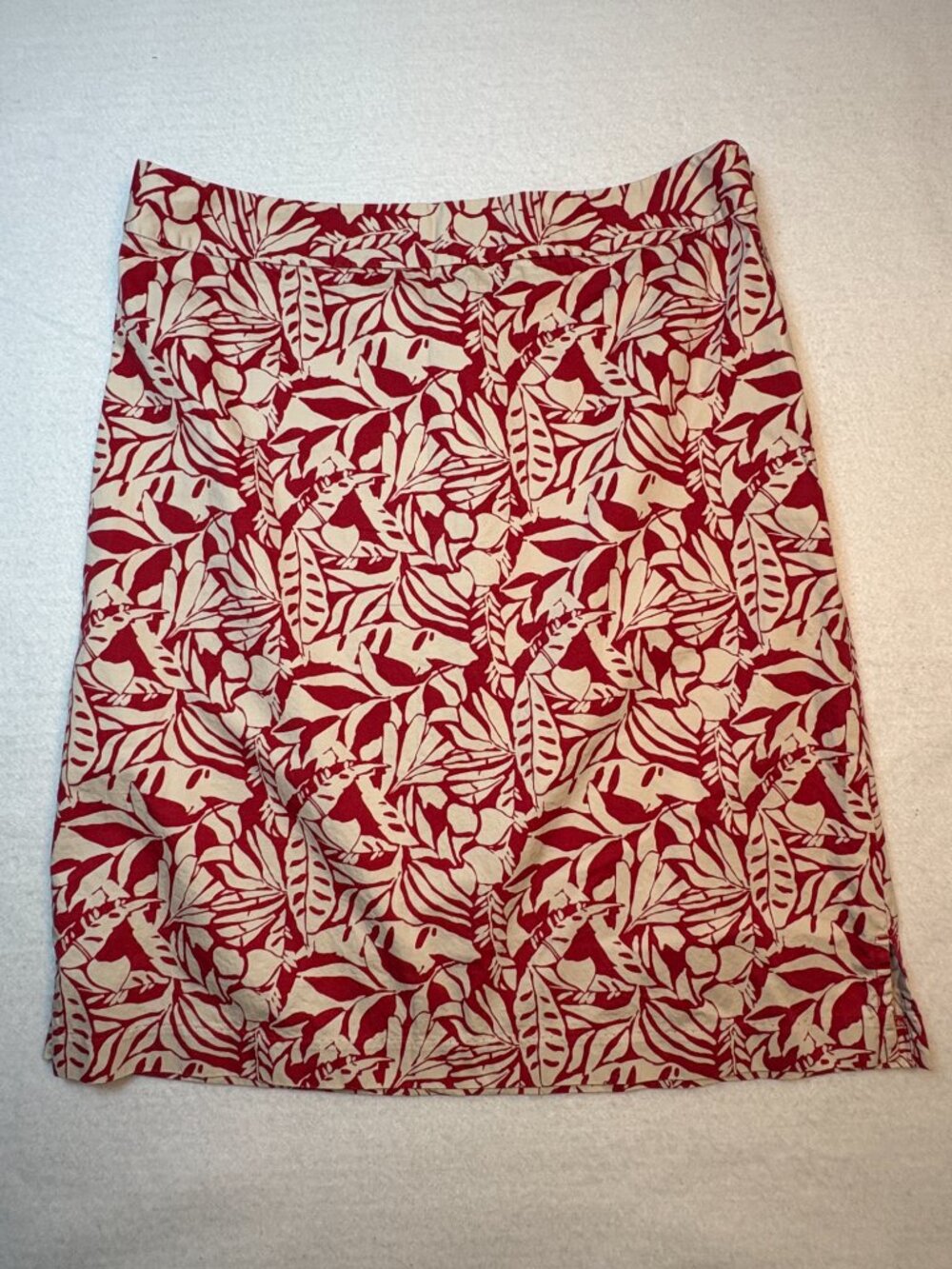 Gap Factory Red Cream Botanical Leaf Print Cotton Skirt Cottagecore Preppy 4